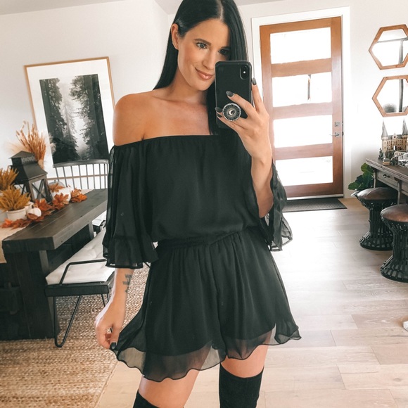 Endless Rose Pants - Endless Rose Black Ruffled Sleeve Romper